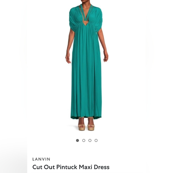 Lanvin Green Dolman Sleeve Plunge Maxi Dress